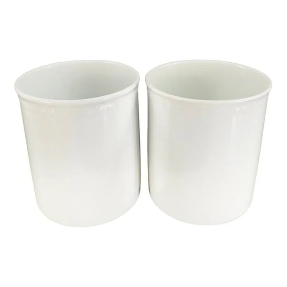Crate & Barrel Staccato White Coffee Tea Mug Cup Kathleen Willis Japan Set 3 VTG
